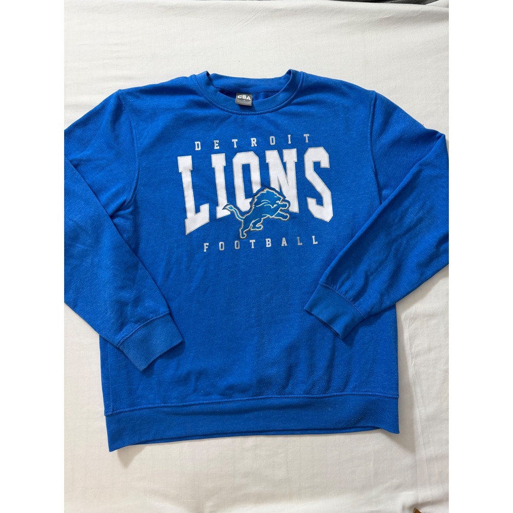 Detroit Lions Football Sweatshirt Mens Large‎ Blue Crewneck CSA Pullover Fleece